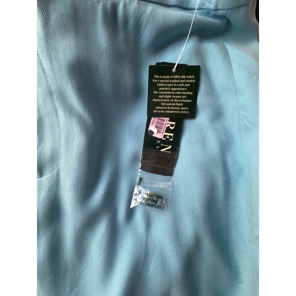 Vintage Lauren Ralph Lauren 100% Silk Sea Blue High Rise Wide Leg Pants Sz 8 NWT - Picture 10 of 12